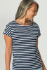 Suzette Stripe Cap Slv Button Tee