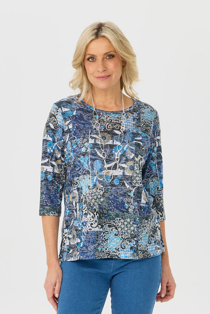 Ruby 3/4 Sleeve Burn Out Top