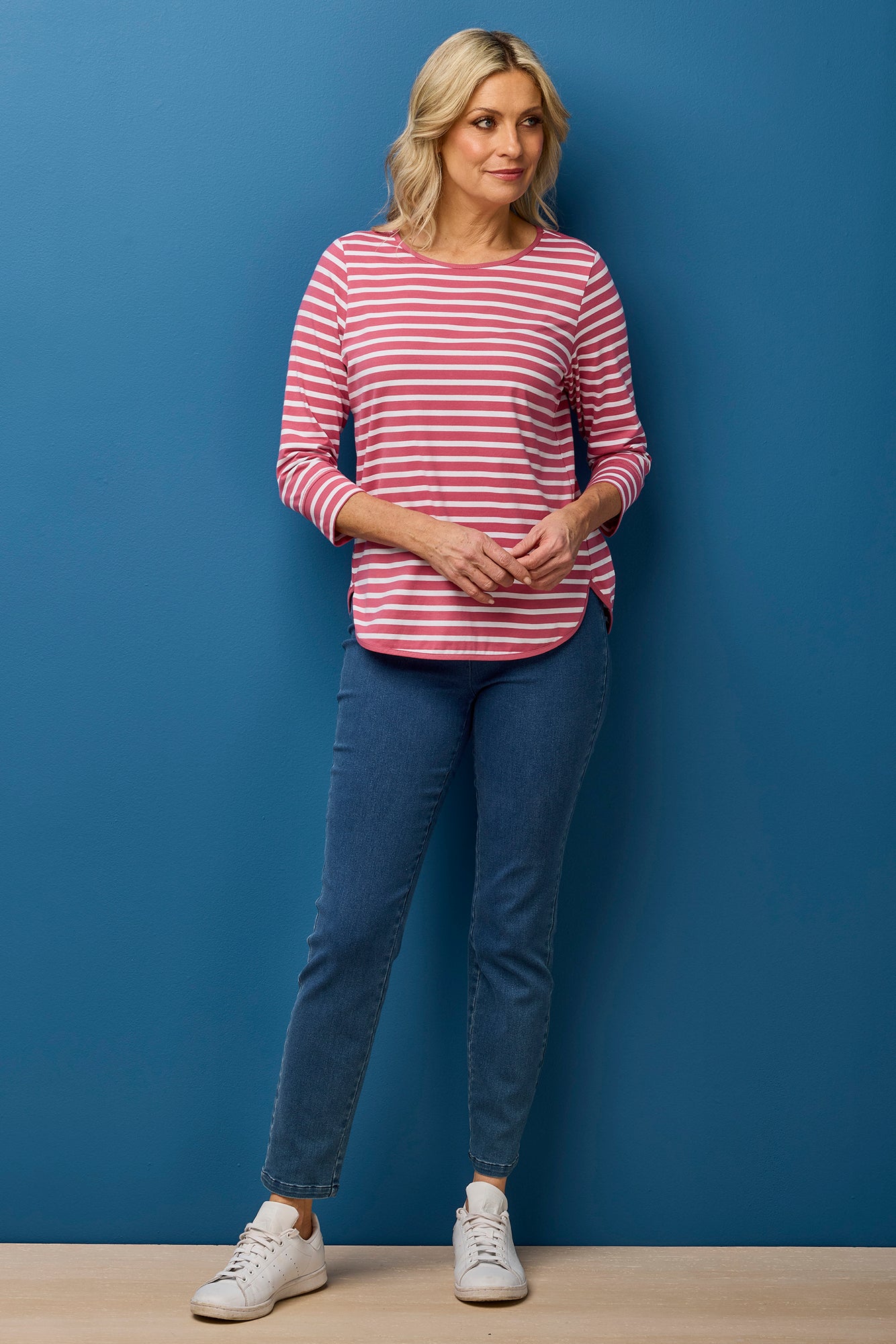 Stripe Eternity 3/4 Sleeve Top