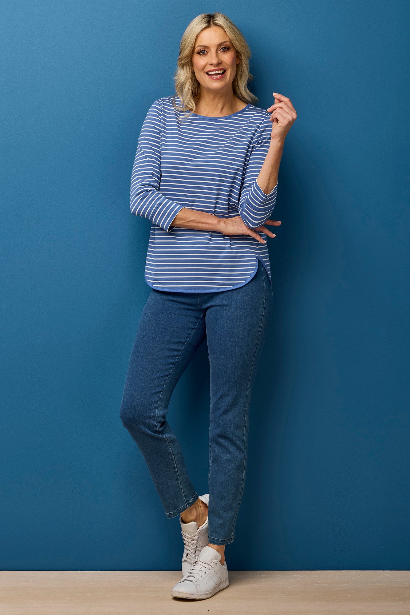 Stripe Eternity 3/4 Sleeve Top