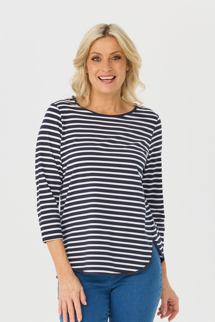Stripe Eternity 3/4 Sleeve Top