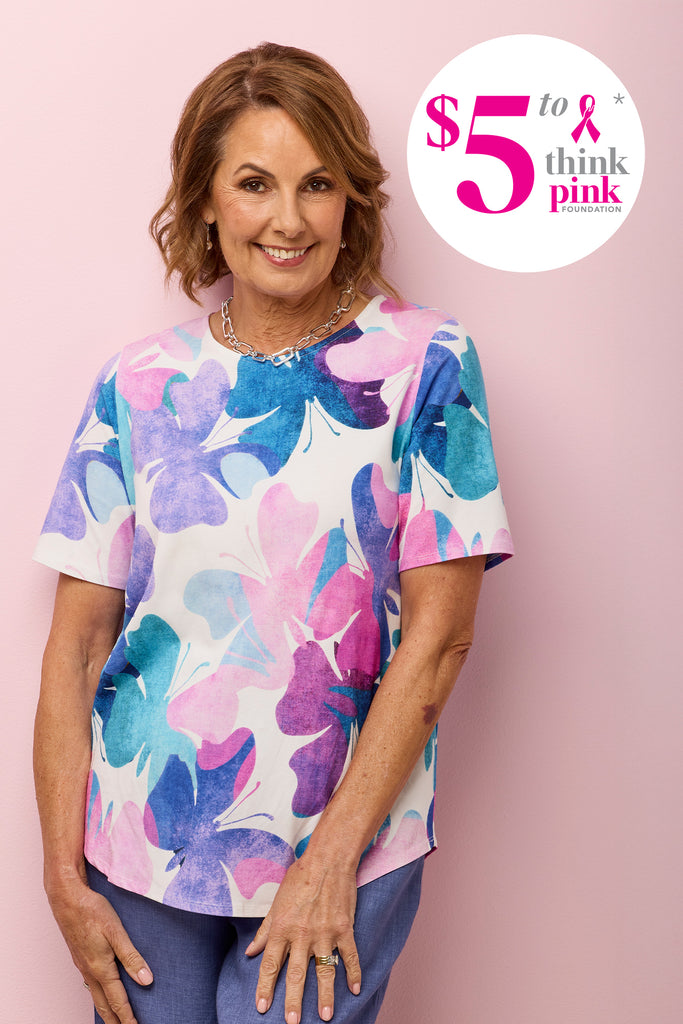 Butterfly Short Sleeve Pleat Back Tee