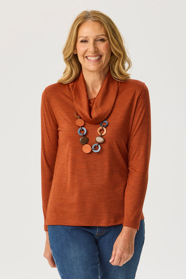 HEDRENA COWL NECK LONG SLEEVE TOP