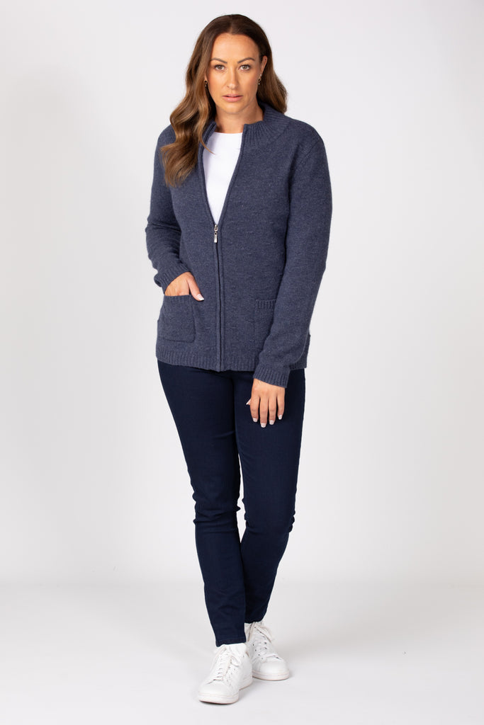 RAY ZIP UP BOBBLE CARDIGAN