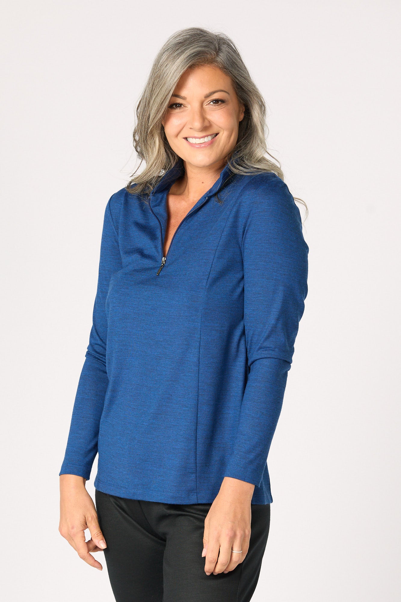 HEDRENA ZIP POLO LONG SLEEVE TOP