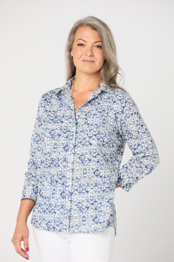 CHAMBRAY HEARTS 3/4 SLV SHIRT