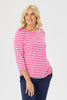 ESCAPE STRIPE 3/4 SLV BUTTON TOP