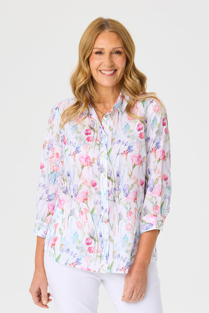 ARLENE 3/4 SLEEVE PRINT SHIRT