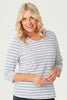 JILLY STRIPE 3/4 SLV TOP