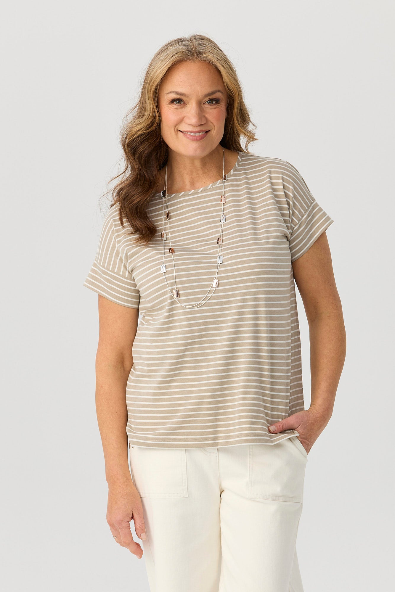 Pebble Stripe S/slv Tee
