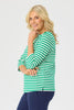 ESCAPE STRIPE 3/4 SLV BUTTON TOP