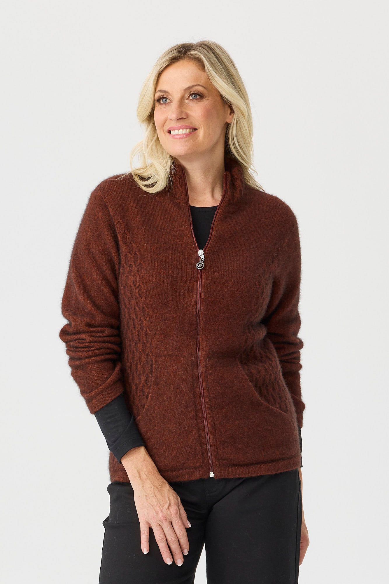 Possum Honeycomb Zip Up Cardigan