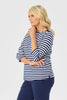 ESCAPE STRIPE 3/4 SLV BUTTON TOP