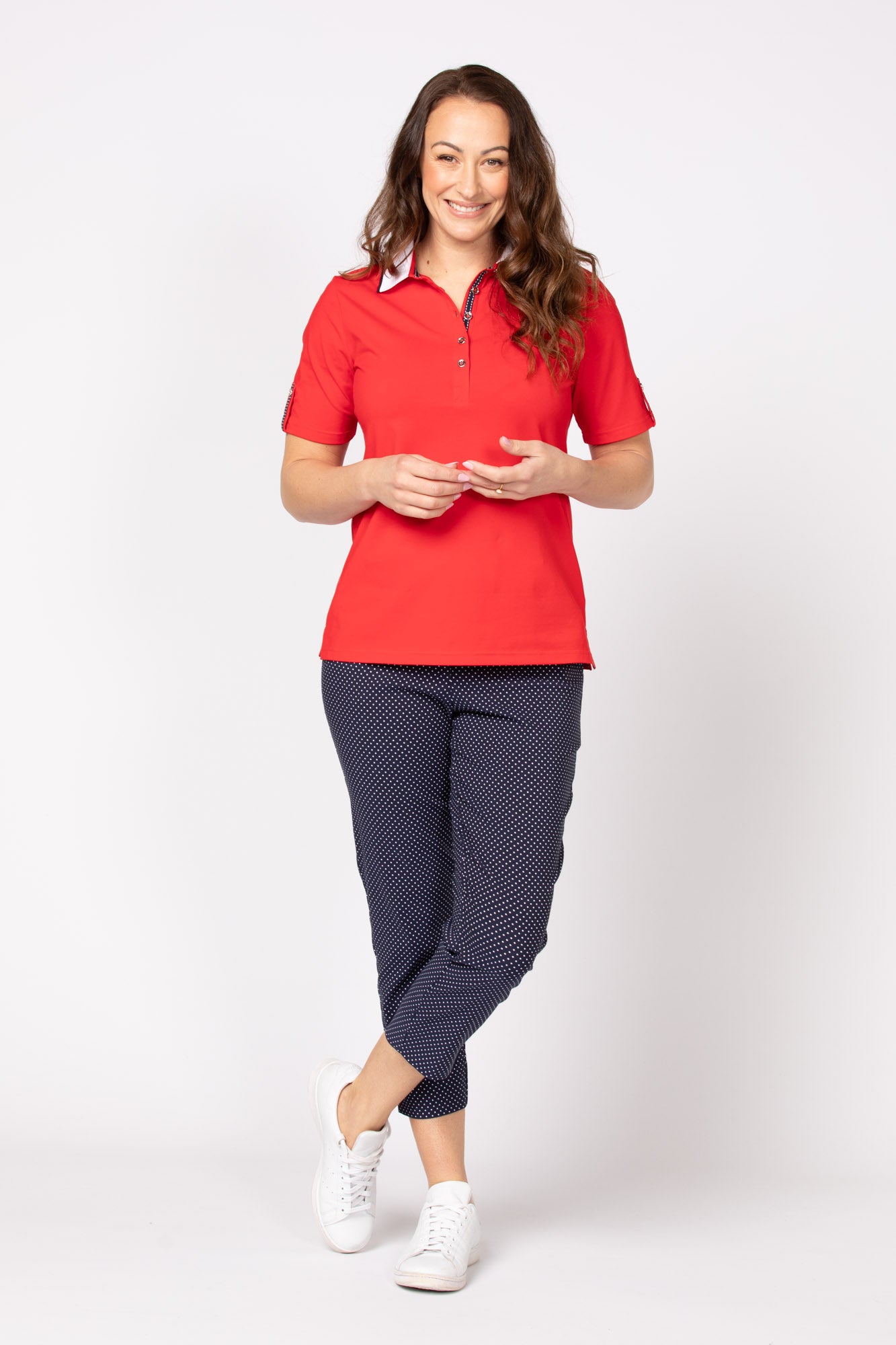 CLUBHOUSE SHORT SLEEVE TAB POLO TOP