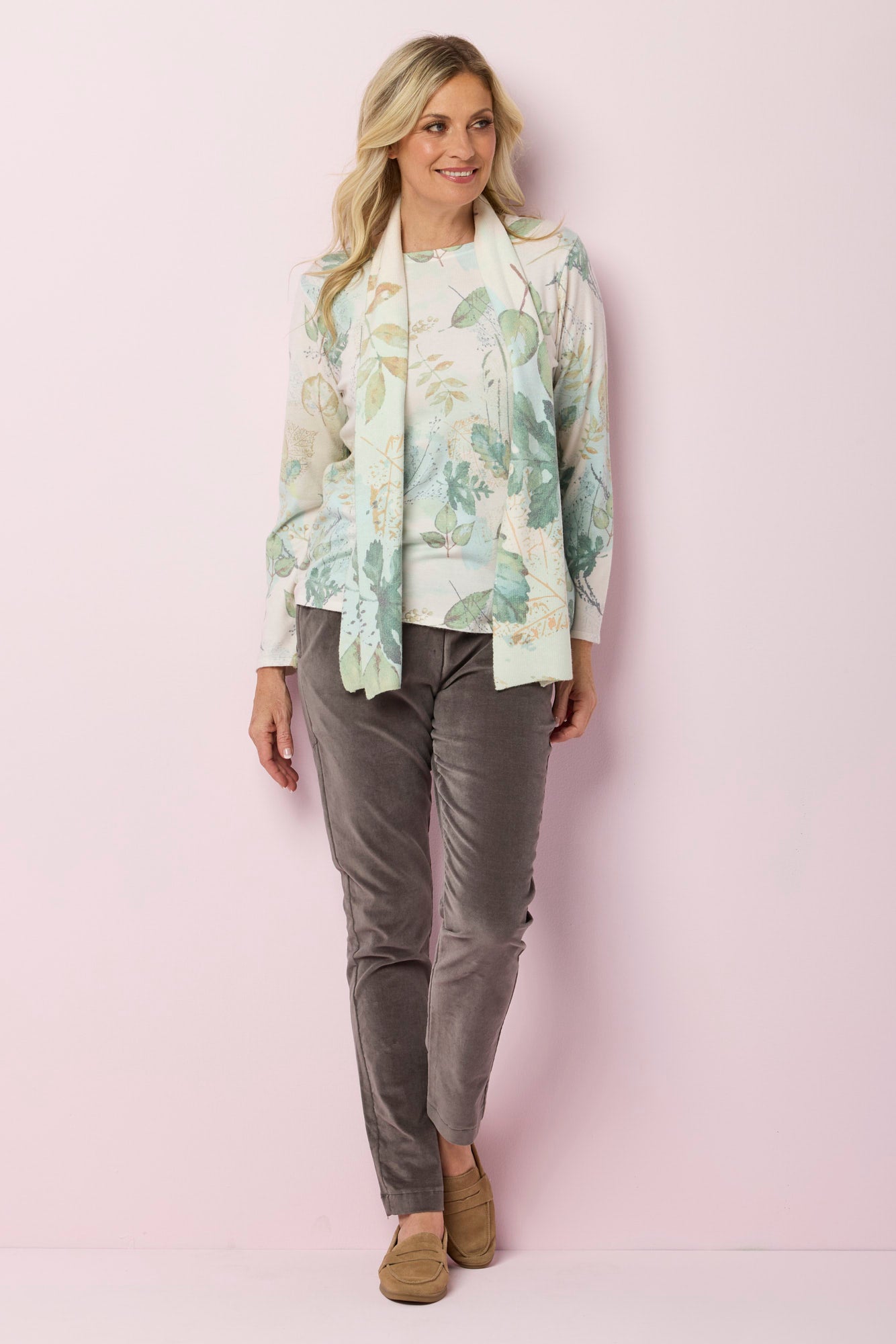 Sylvie Print R-neck Long Sleeve Sweater