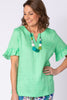 CALEDONIA FRILL SLV TOP