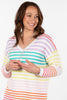 PATTY STRIPE V NK 3/4 SLV SWEATER