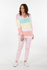 PATTY STRIPE V NK 3/4 SLV SWEATER