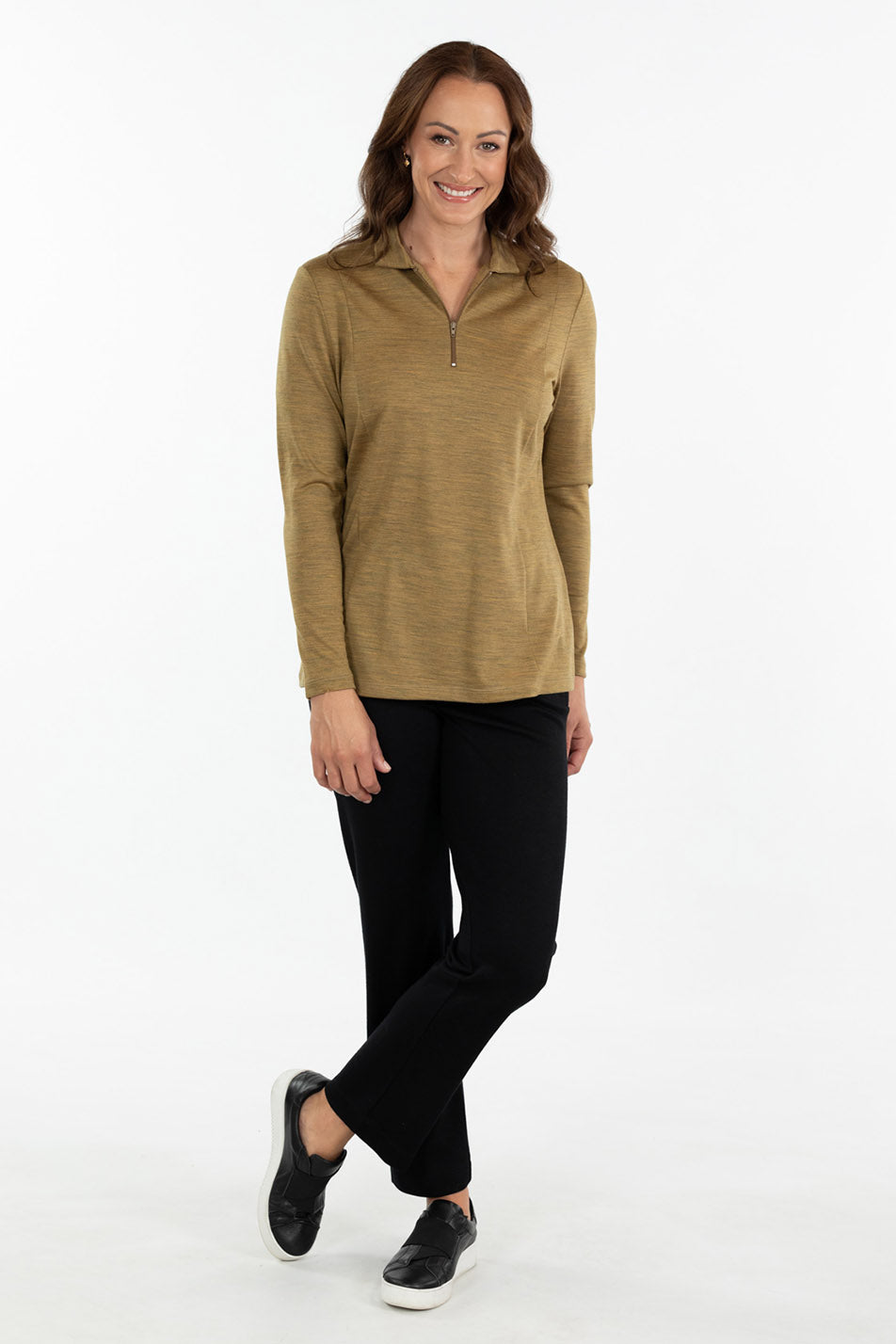 HEDRENA ZIP POLO LONG SLEEVE TOP