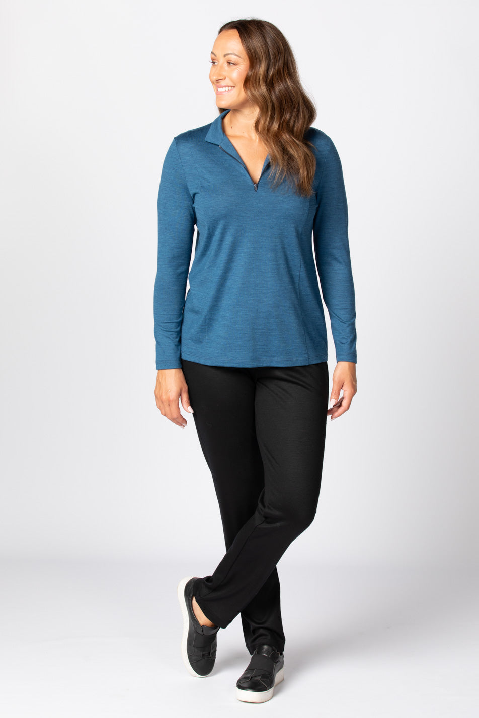 HEDRENA ZIP POLO LONG SLEEVE TOP