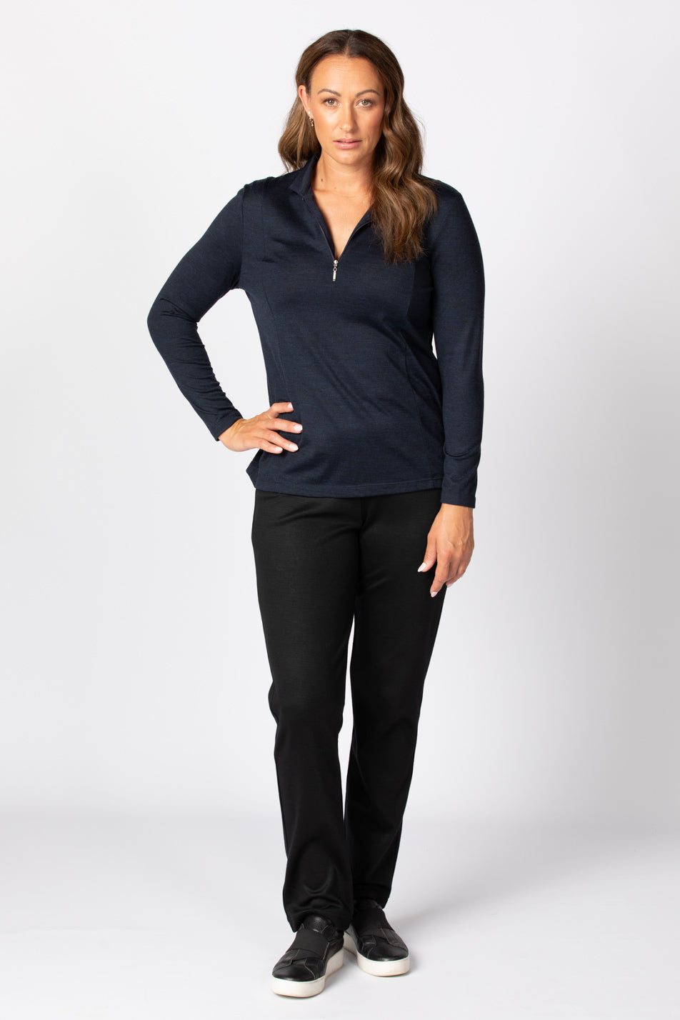 HEDRENA ZIP POLO LONG SLEEVE TOP