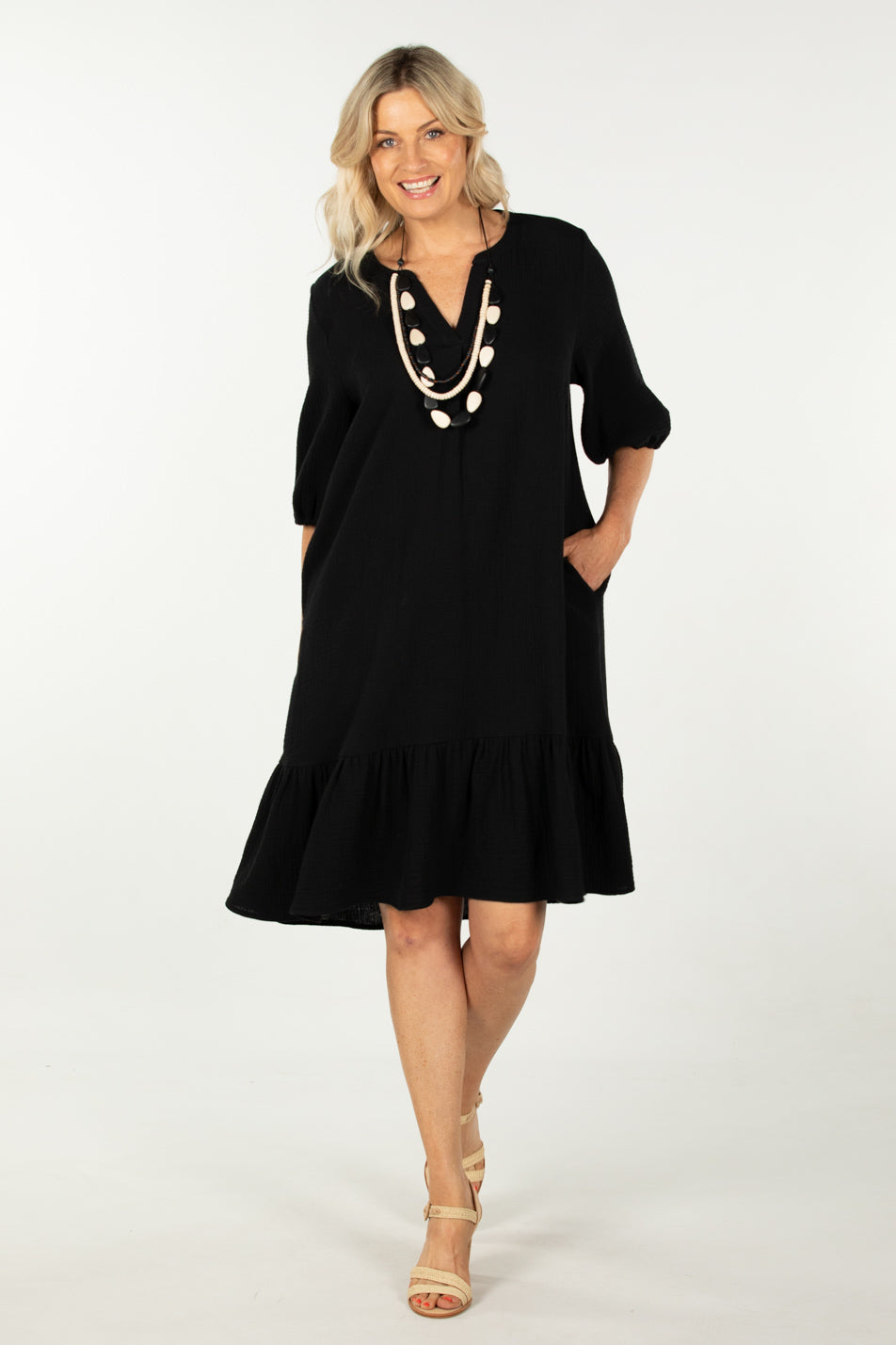 BUBBLE FRILL HEM DRESS