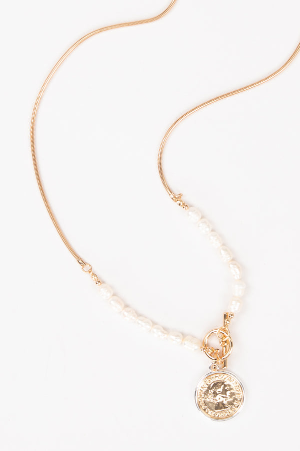 MYLA COIN AND PEARL NECKLACE